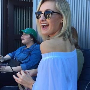 White off-the-shoulder blouse